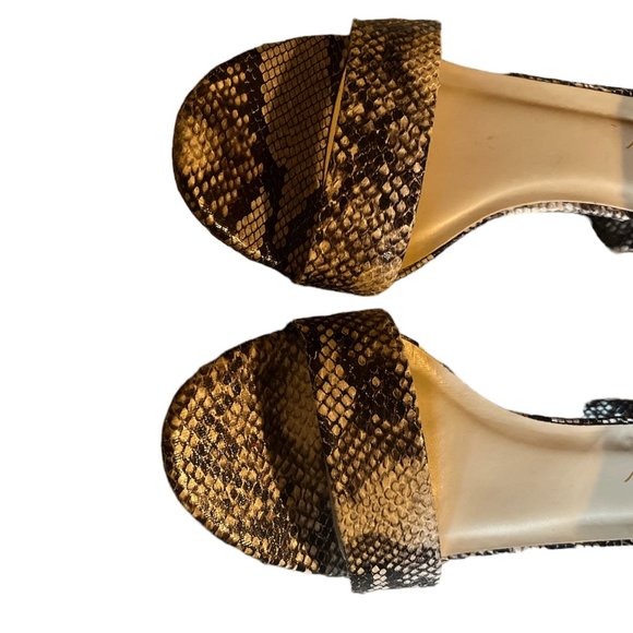 Ankle Strap Sandals Brown Snake Print - Picture 2 of 6